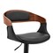 Armen Living Benson Adjustable Black Faux Leather and Walnut Wood Bar Stool with Black Base LCBNBAWABLBL - alternate 2
